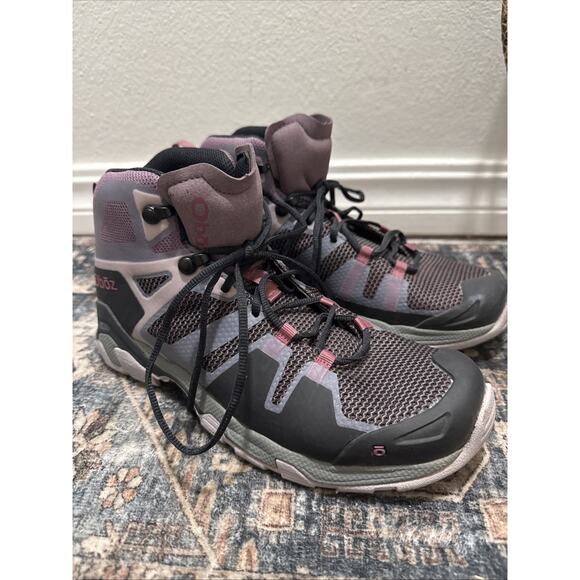 Mint Oboz Arete Waterproof Corduva Purple Black Trail High Top Sneakers 7.5 - Picture 1 of 8